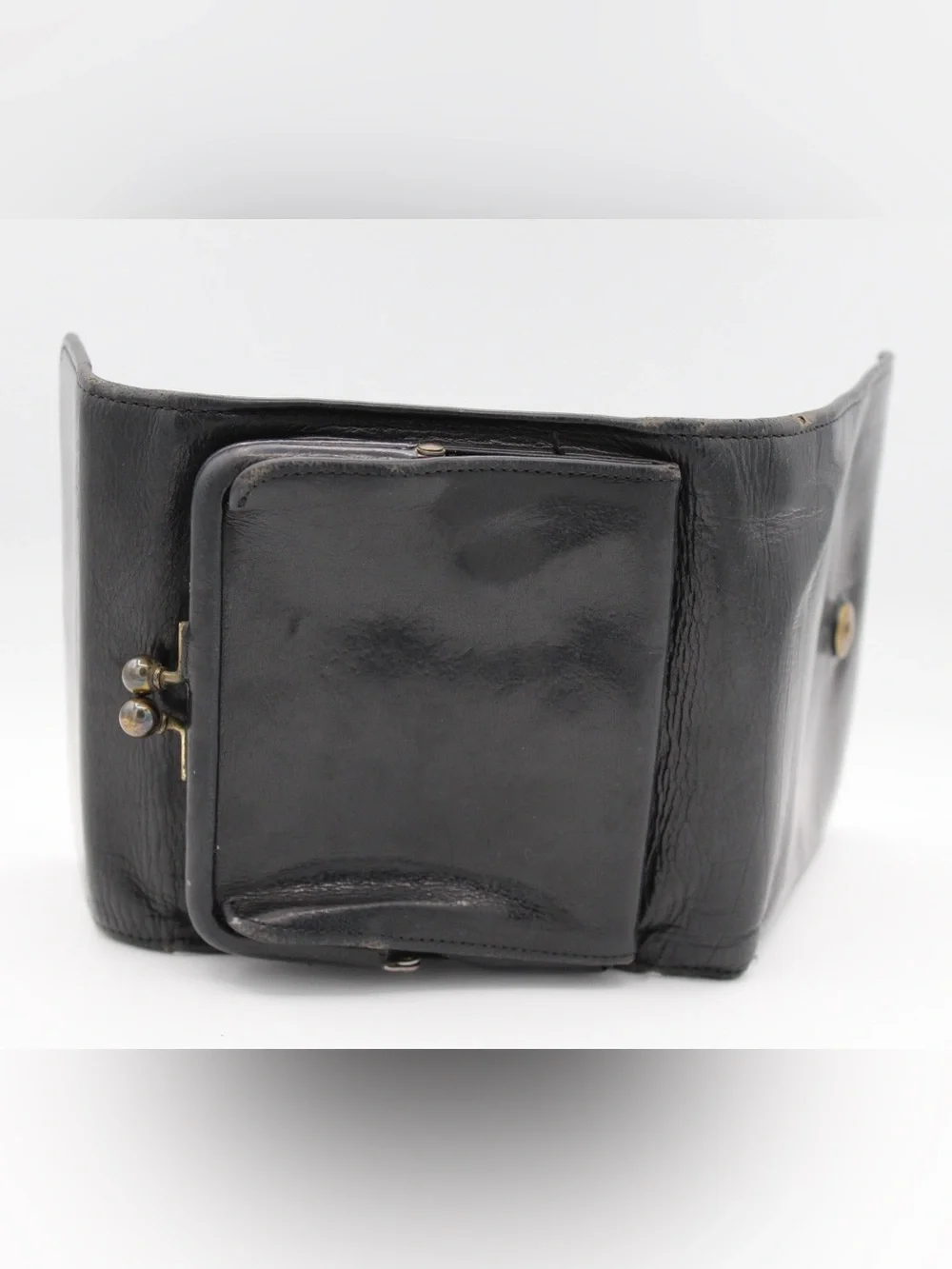 Coach Black Trifold Leather Men's Kiss-Lock Coin Wallet
